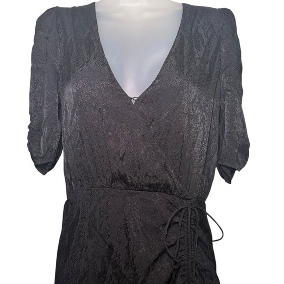 AFRM Nile Gown Black Snakeskin Print Maxi Dress Medium Ruched Side - Picture 3 of 6